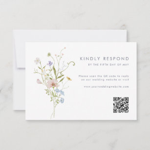 Whimsical Pastel Wildflower Wedding RSVP Card