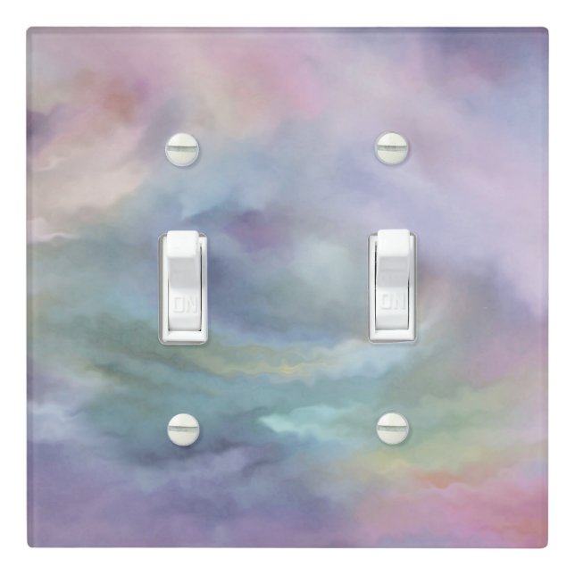 Whimsical Pastels | Dreamy Muted Rainbow Mottle Light Switch Cover (In Situ)