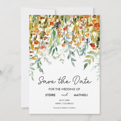 Whimsical Pastels Wildflowers save the date cards 