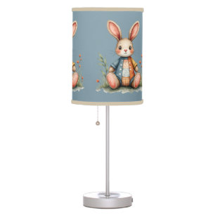 Whimsical Patchwork Bunny Cottagecore Woodland Table Lamp