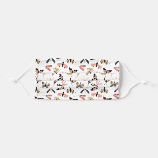 Whimsical Patchwork Butterfly Print Adult Cloth Face Mask (Front, Folded)