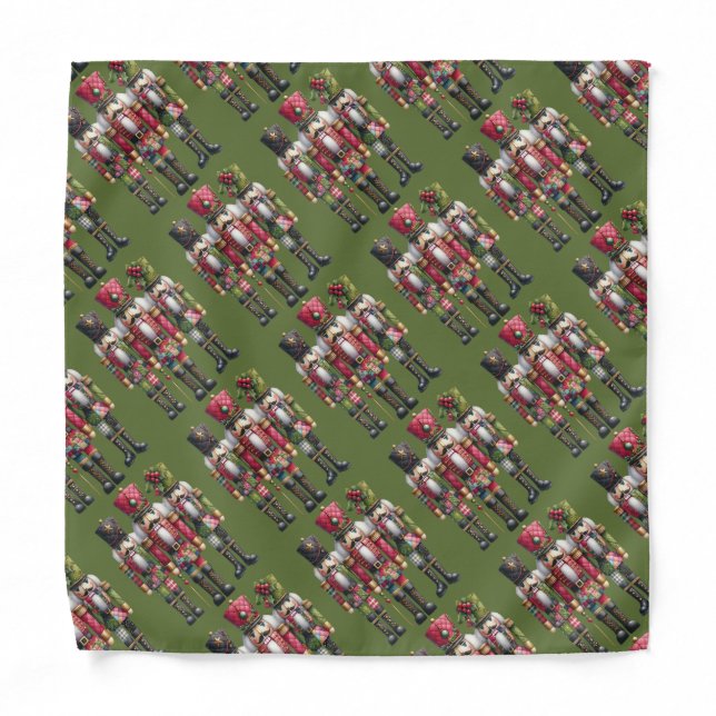 Whimsical Patchwork Christmas Nutcracker Trio Bandana (Front)