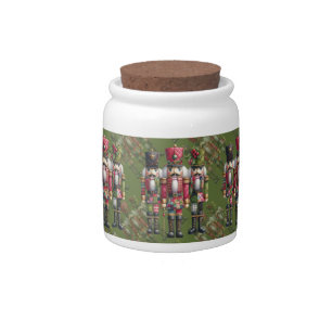 Whimsical Patchwork Christmas Nutcracker Trio Candy Jar