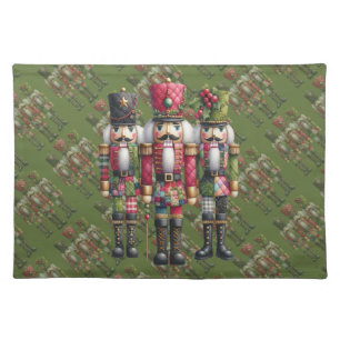 Whimsical Patchwork Christmas Nutcracker Trio Cloth Placemat