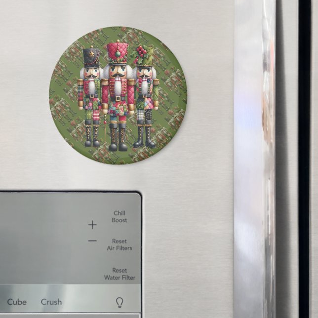 Whimsical Patchwork Christmas Nutcracker Trio Magnet (In Situ (Fridge))