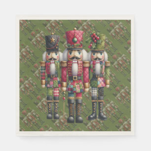 Whimsical Patchwork Christmas Nutcracker Trio Napkins