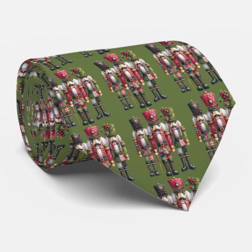 Whimsical Patchwork Christmas Nutcracker Trio Neck Tie