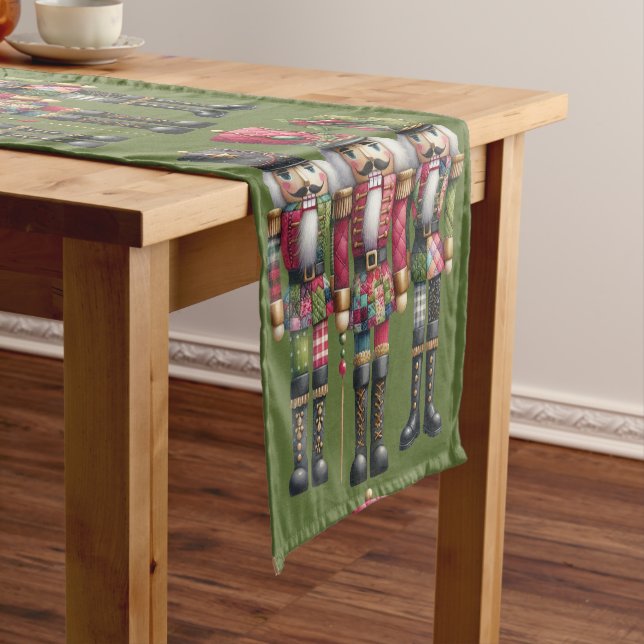 Whimsical Patchwork Christmas Nutcracker Trio Short Table Runner (In Situ)