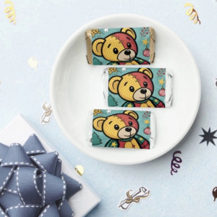 Whimsical Patchwork Christmas Teddy Bear Hershey's Miniatures