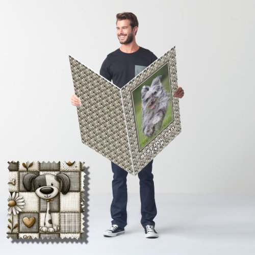 Whimsical Patchwork Dog Pattern for Dog Dad Card