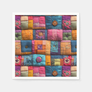 Whimsical Patchwork Quilt Pattern: Colorful Design Napkins