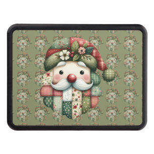 Whimsical Patchwork Santa Folk Christmas Hitch Cover