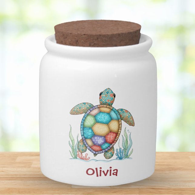 Whimsical Patchwork Sea Turtle Candy Jar (Creator Uploaded)