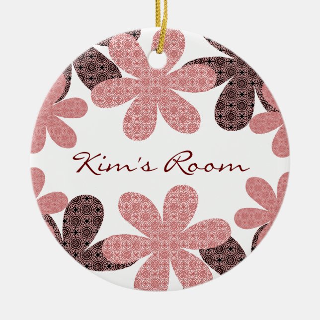 Whimsical Patterned Flowers Door Hanger Ornament (Front)