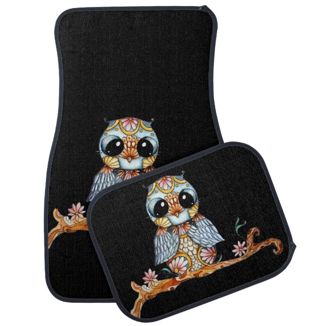 Whimsical Patterned Owl Car Mats Full Set (Set)