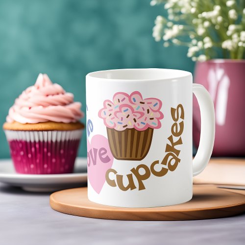 Whimsical Peace Love Cupcakes Mug