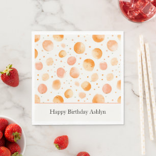 Whimsical Peach Dots Birthday Napkins