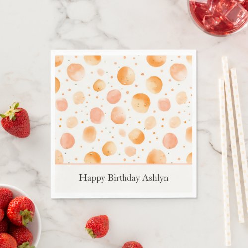 Whimsical Peach Dots Birthday Napkins