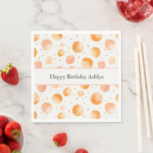 Whimsical Peach Dots Birthday Napkins