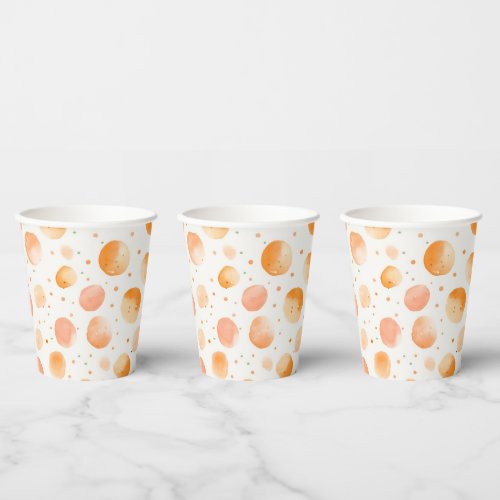 Whimsical Peach Dots Birthday Paper Cups