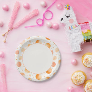 Whimsical Peach Dots Birthday Paper Plates