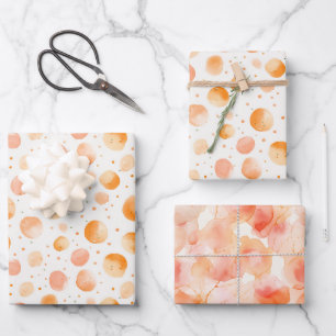 Whimsical Peach Dots Birthday Wrapping Paper Sheets