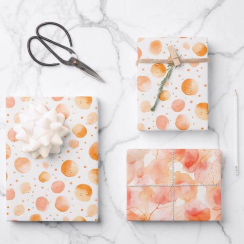 Whimsical Peach Dots Birthday Wrapping Paper Sheets
