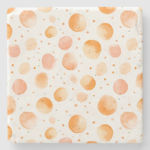 Whimsical Peach Dots   Stone Coaster