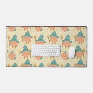 Whimsical Peach Fantasy Fabric Desk Mat