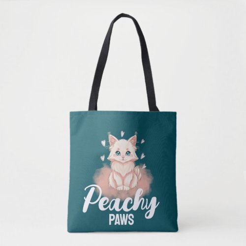 Whimsical Peach Kitten Tote Bag