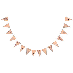Whimsical peachy pink witch themed bunting flags