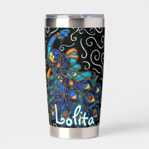 Whimsical Peacock Chalk Pastel Bird Personalized Insulated Tumbler