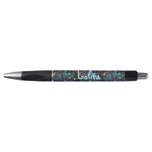 Whimsical Peacock Chalk Pastel Bird Personalized Pen