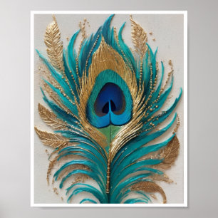 Whimsical peacock feather artwork Poster Wall Art