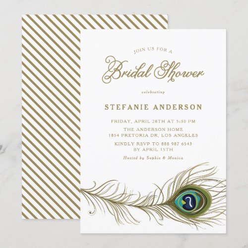 Elegant Peacock Feathers Bridal Shower Invitation