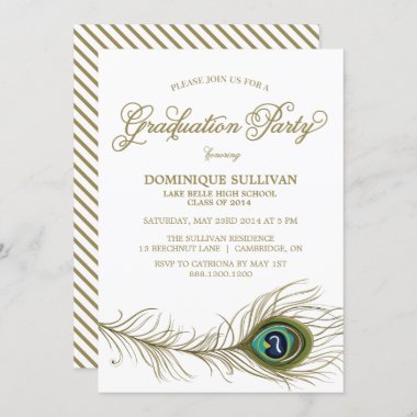 Whimsical Peacock Feather Graduation Invitation