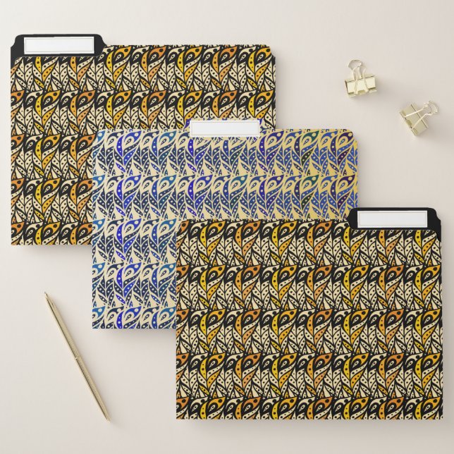 Whimsical Peacock feather pattern illustration File Folder (Set)