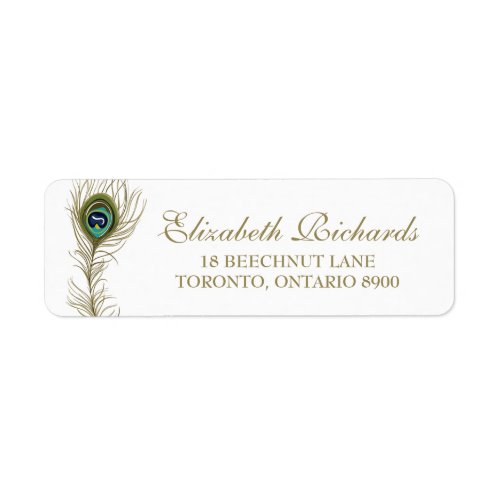 Whimsical Peacock Feather Return Address Label