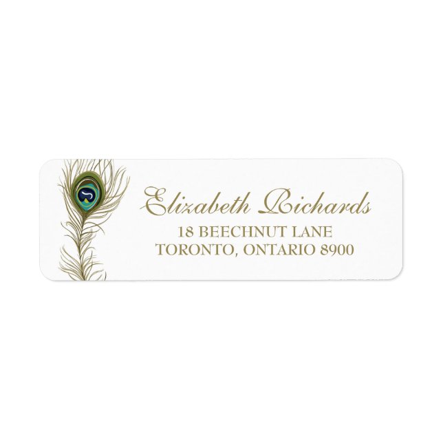 Whimsical Peacock Feather Return Address Label (Front)