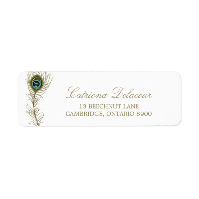 Whimsical Peacock Feather Return Address Label (Front)
