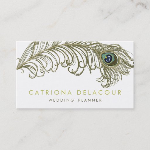 Customizable Whimsical Peacock Feather Stylish Business Card