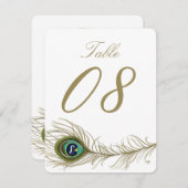 Whimsical Peacock Feather Table Number Card (Front/Back)