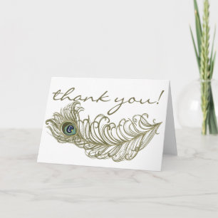 Whimsical Peacock Feather Thank You Card