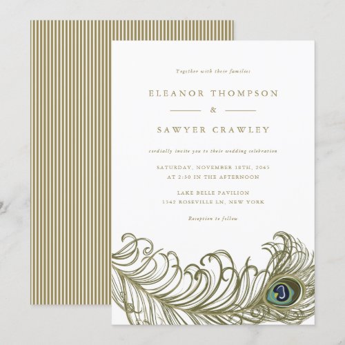 Whimsical Peacock Feather Wedding Invitation