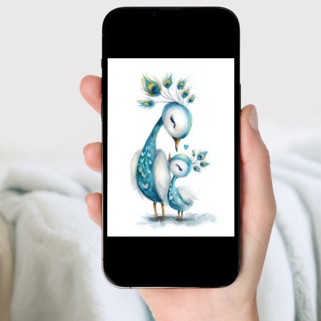 Whimsical Peacock Mother's Day Holiday Card (Front Digital)