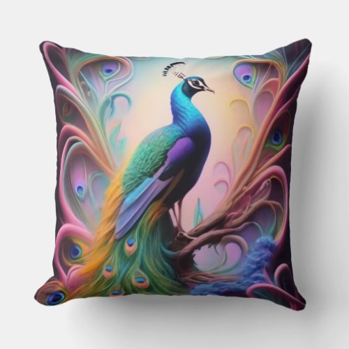 Whimsical Peacock Wonder Cushion