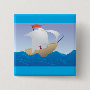 Whimsical Peanut Boat Minimalist Sailing Ship Button