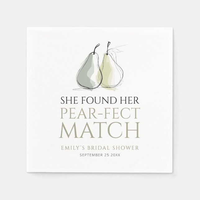 Whimsical Pears Pear-fect Match Bridal Shower Napkins (Front)
