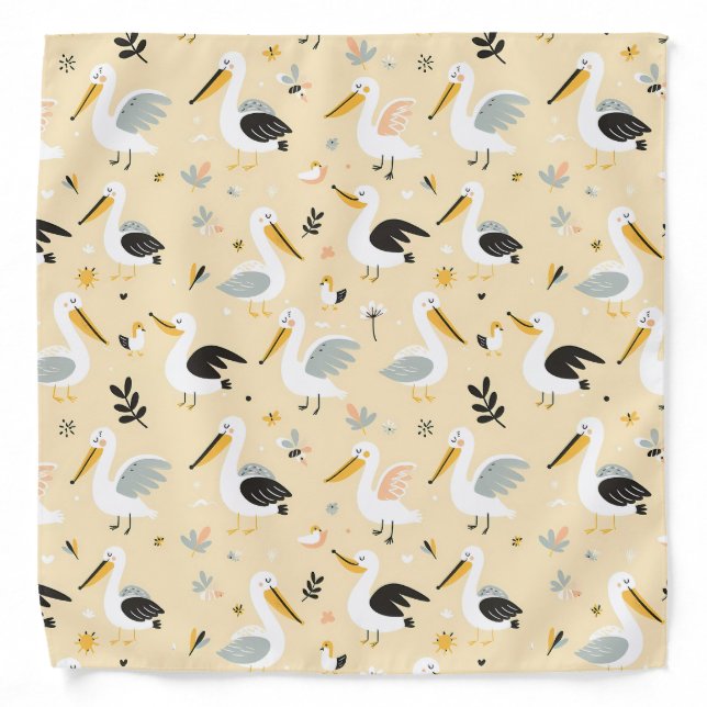 Whimsical Pelican Paradise Bandana (Front)