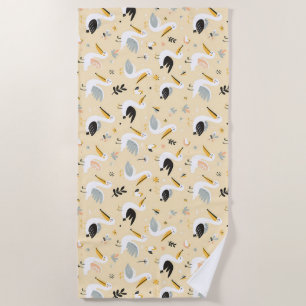 Whimsical Pelican Paradise Beach Towel